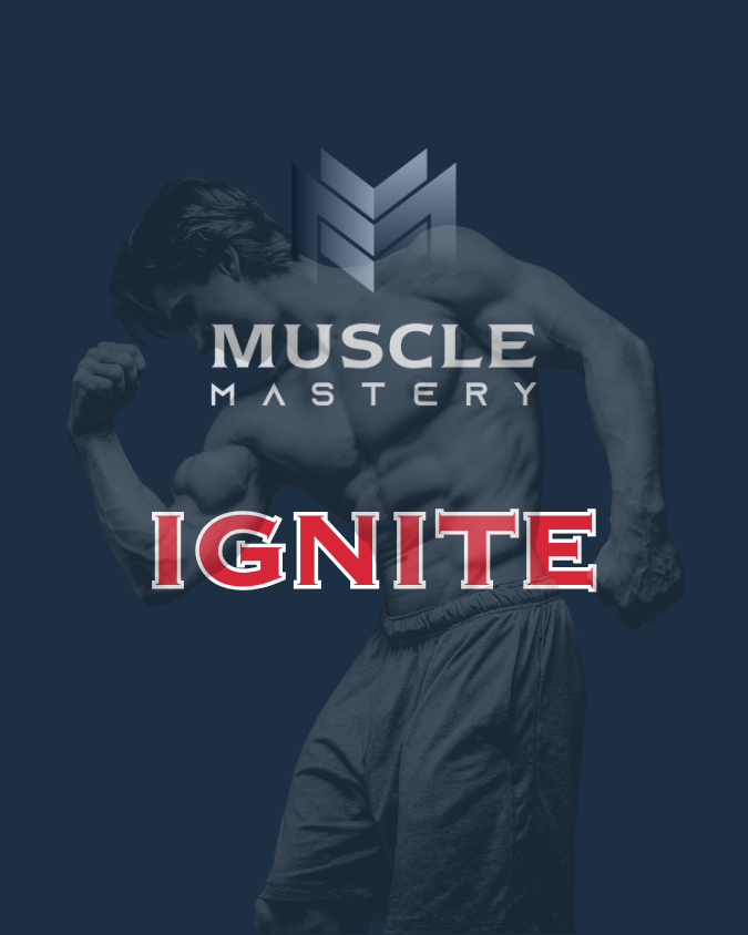 A focused man in his 40s engaged in strength training, showcasing the power of the Muscle Mastery IGNITE program for boosting muscle growth, strength, and fat loss through targeted fitness strategies. Coaching by Jeff Later – founder of L8R Lifestyle.